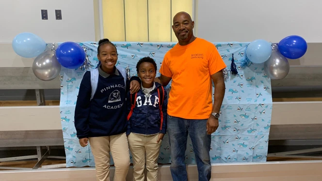 Students with their dad