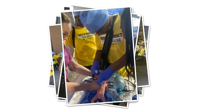 East Arbor teacher helping student