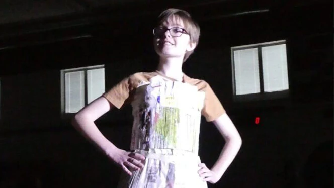 South Arbor student in their design for the Trashion Show