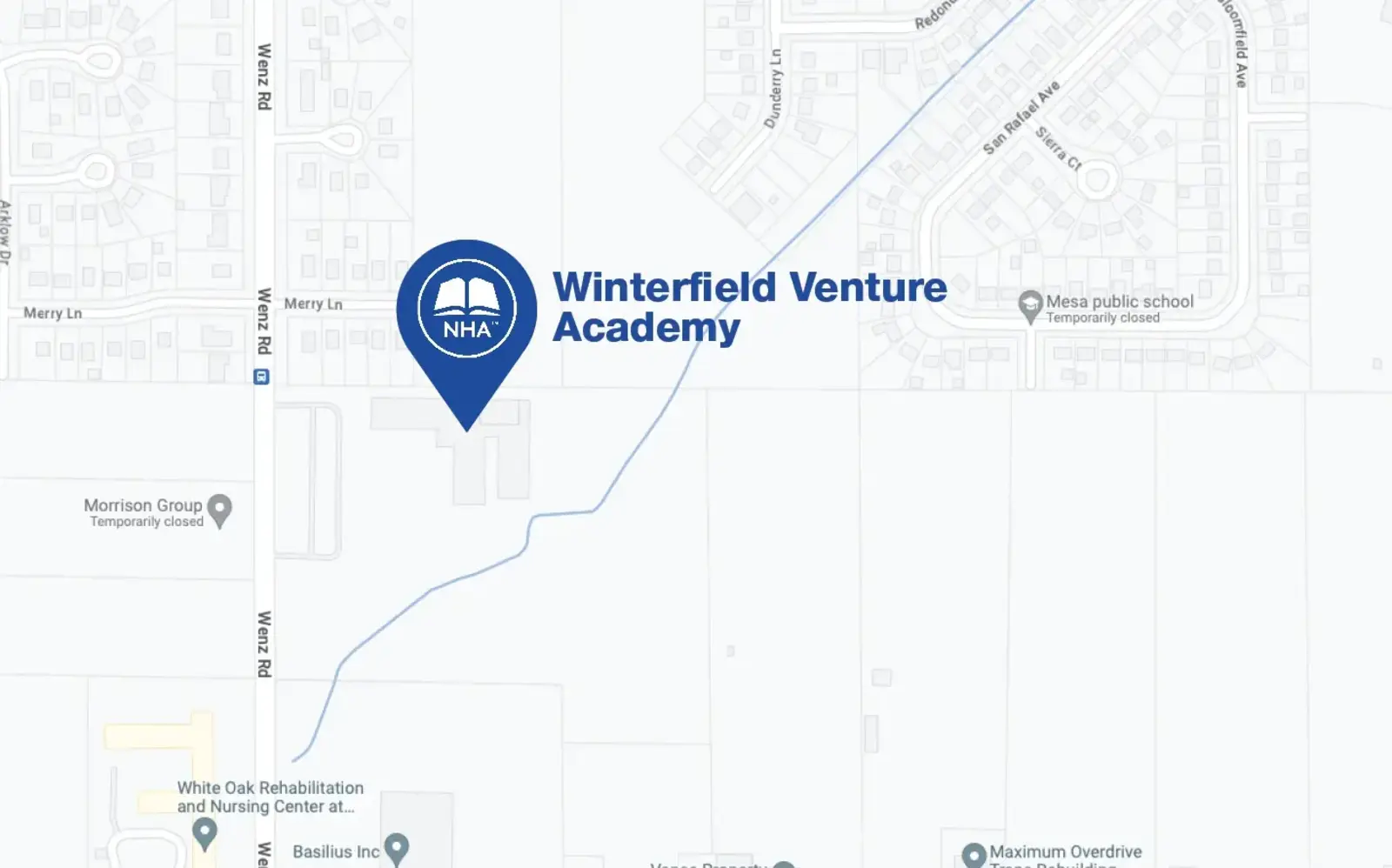 Map for Winterfield Venture Academy