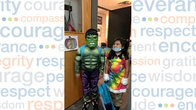 Children in costumes. Children in costumes.