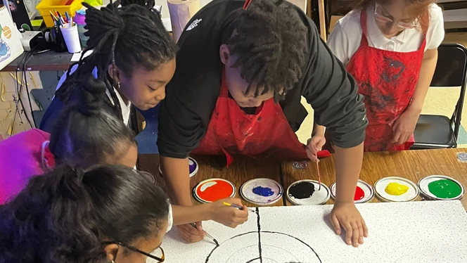 Art students painting