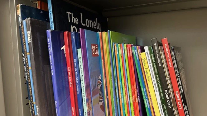 Bookshelf with books