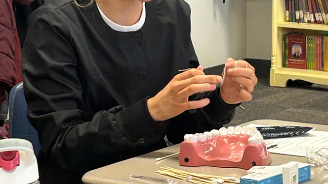 K-8 School in Holland: Careerline Tech Center's dental program students and staff came to Eagle Crest to educate fourth graders.