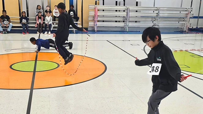 Charter School in Grand Rapids: NHA schools participate in jump rope challenge to raise money for American Heart Association.