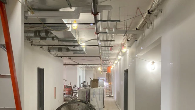 Inside of Mill Creek building during construction