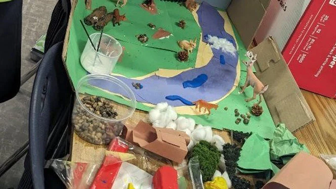 Students used many different mediums to create their dioramas.