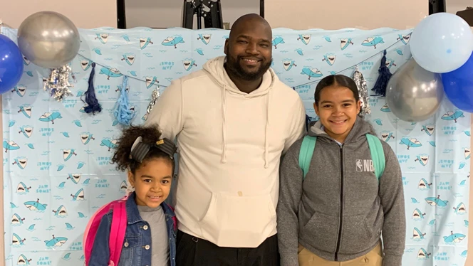Students with their dad