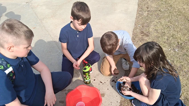 Y5-8 School in Belleville: Keystone Academy students participate in the school's new Garden Club.