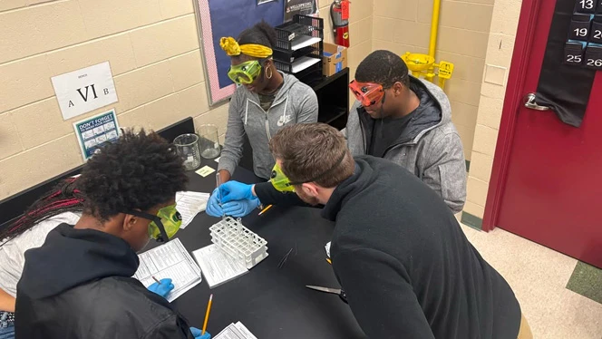 High School in Grand Rapids: Wellspring Prep students in Mr. Rewa's biology class.