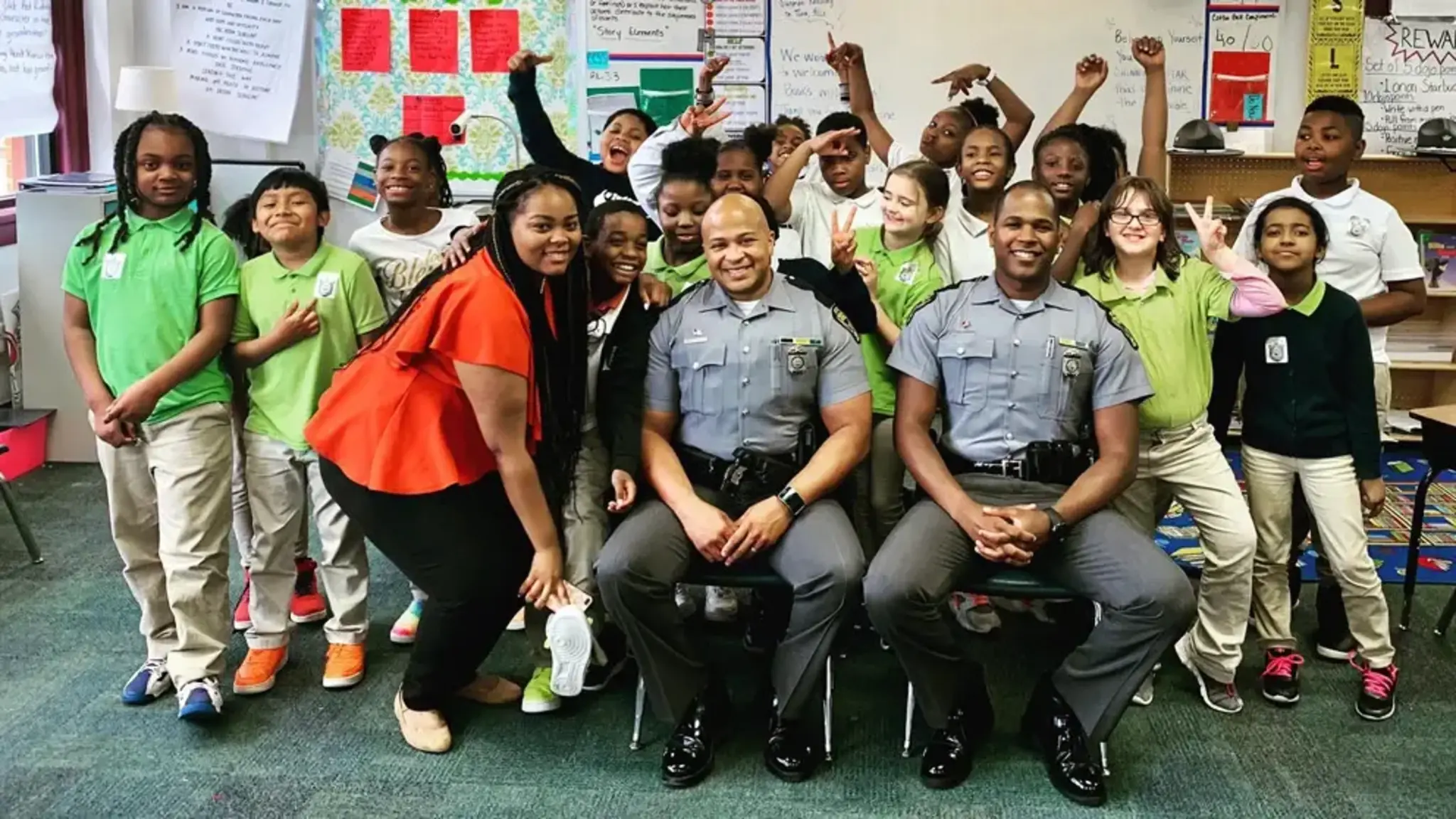 Officers from Books with Badges Visit Orion Students
