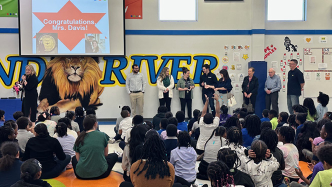 K-8 School in Livonia: Grand River Academy EL teacher wins Excellence in Teaching Award.