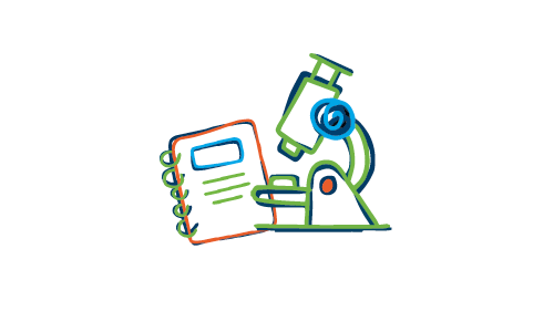 Magnifying glass looking at plant illustration