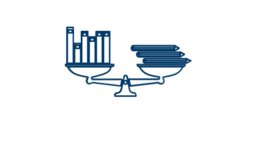 Scale with books and pencils illustration