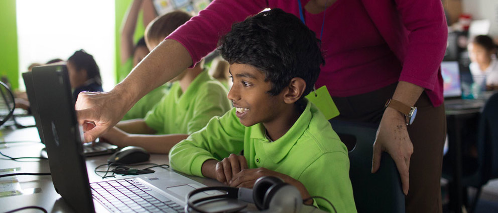 Student at computer