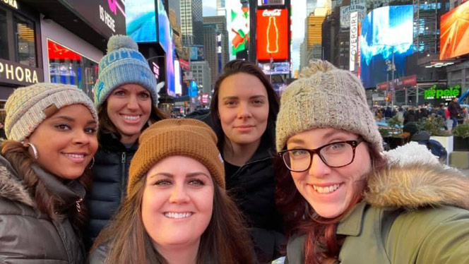 Megan Leshan with friends in New York