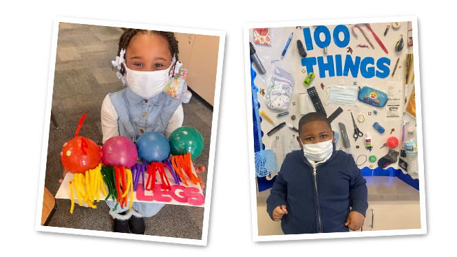 Students showing off their projects