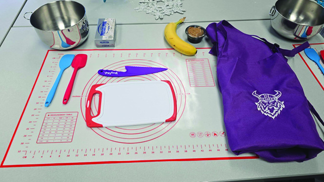 Y5-8 School in Wyoming: Vanguard Charter Academy third and fourth graders make healthy snacks in The Viking Culinary Club.