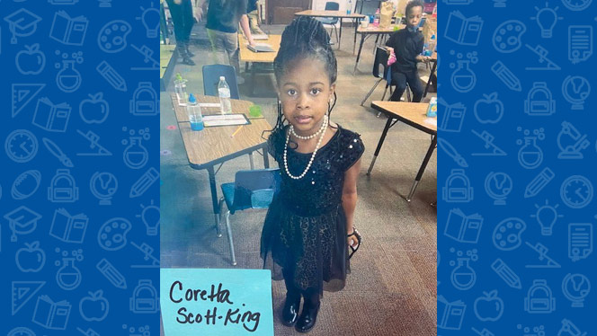 Emerson Academy student dressed as Coretta Scott-King