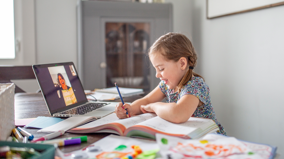 Student enjoying learning online