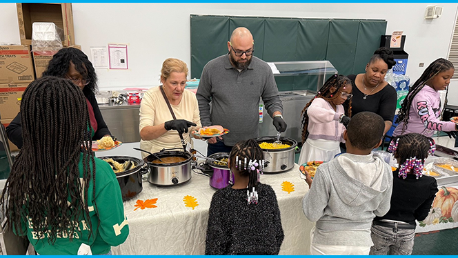 K-8 School in Baton Rouge: Inspire Charter Academy serves a Thanksgiving meal to the community.