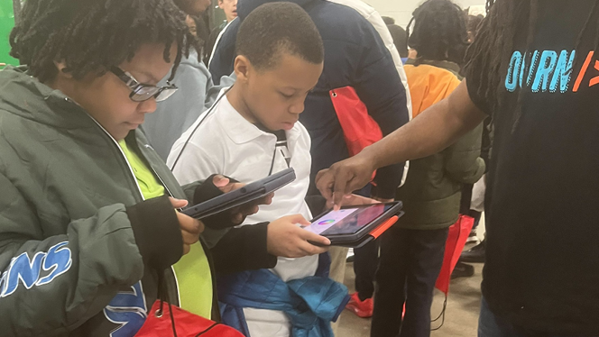 K-8 School in Detroit: Detroit Enterprise Academy fourth and fifth graders participate in CODE313's annual STEAM Slam.