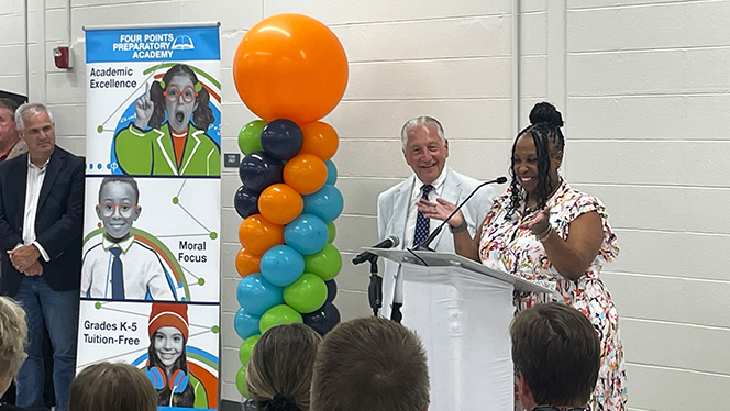 K-5 School in Braselton: Four Points Preparatory Academy celebrates their opening.