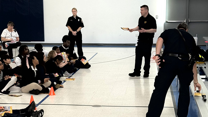 K-8 School in Greensboro: Gate City students are visited by the Greensboro Fire Department, creating a community connection.