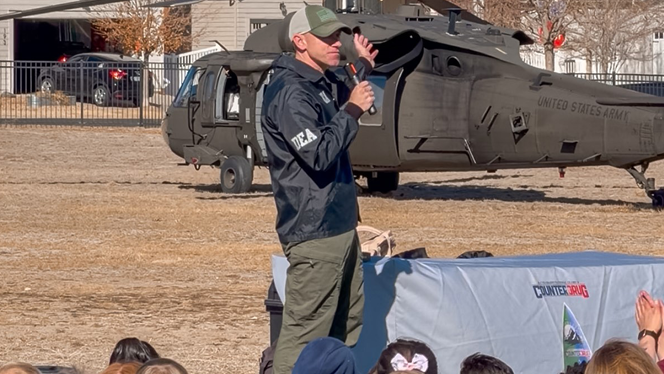 K-8 School in Brighton: Foundations Academy students get a special visit from a Black Hawk.