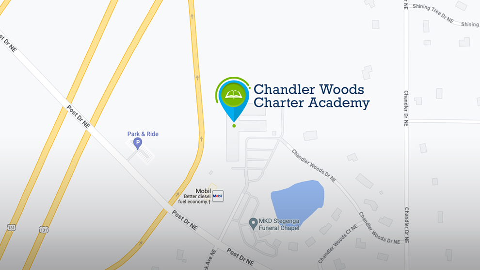 Map to Chandler Woods Charter Academy