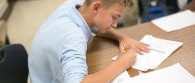 Student completing work