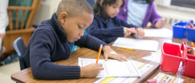 Students completing work