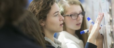 Two students learning in classroom