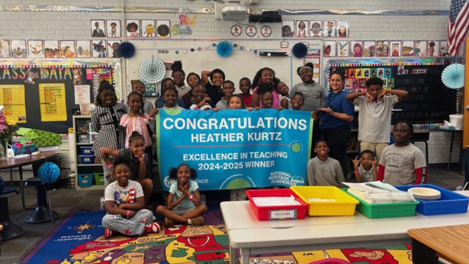 K-8 School in Euclid: Pinnacle Academy teacher wins Excellence in Teaching.