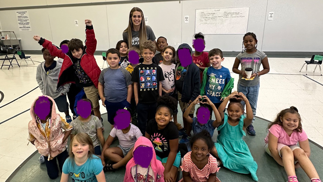 Sierra Anthony with her students.