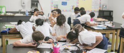 Students completing work