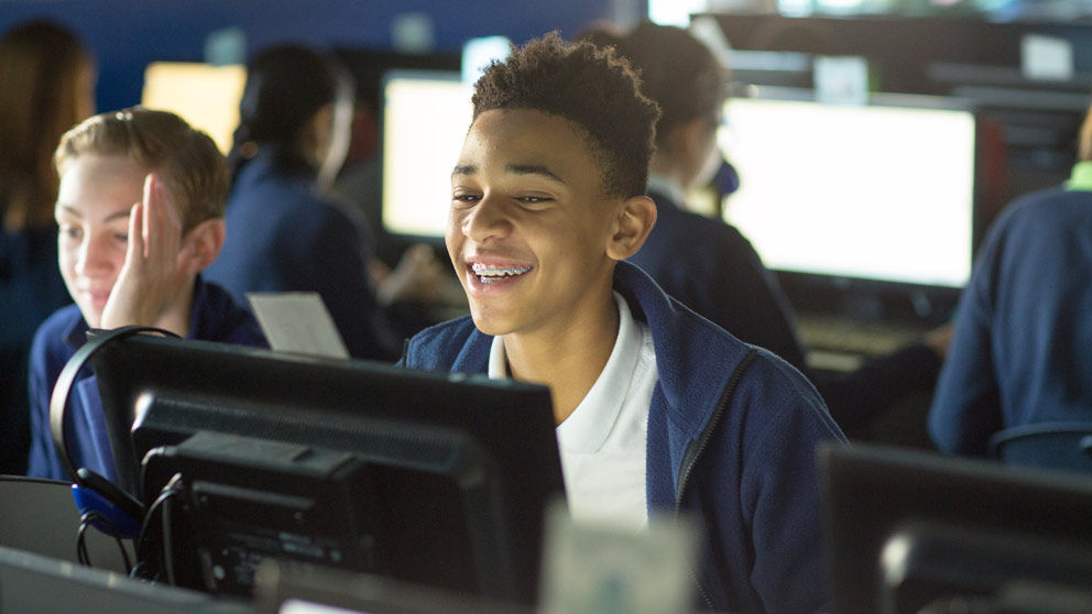 Student reading a book