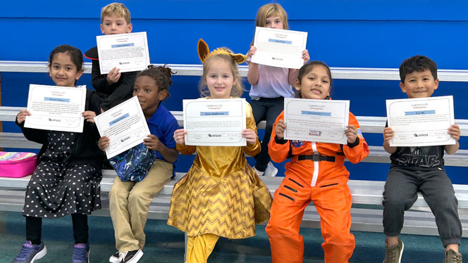 Students with their awards.