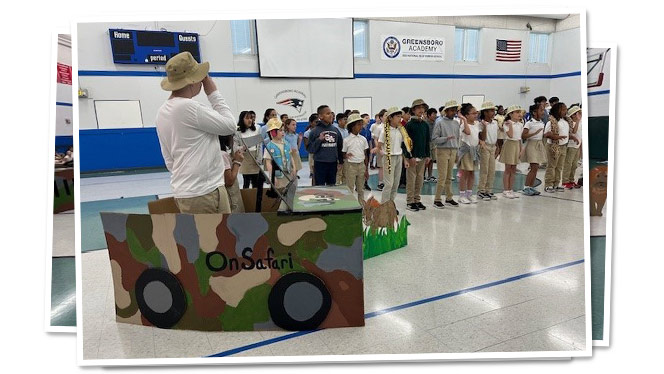 Greensboro students acting out "On Safari!"
