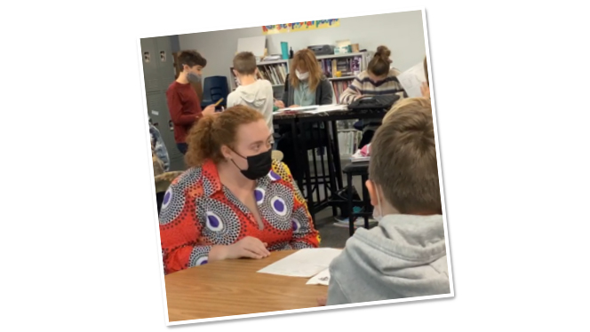 Natalie Rush works with students
