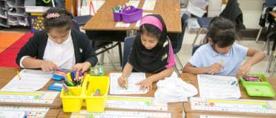 Students completing work