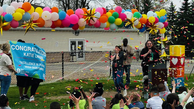 Y5-8 School in Taylor: Taylor Exemplar teacher, Larson, wins Excellence in Teaching award.