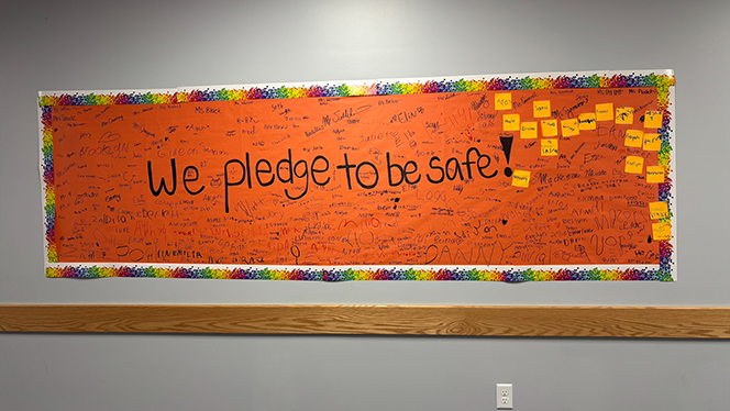 K-7 School in Waukesha: Mill Creek students participate in NHA Safe Schools Week.