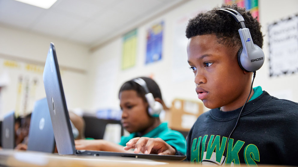 Student reading a book