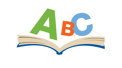 Stack of books with ABCs illustration