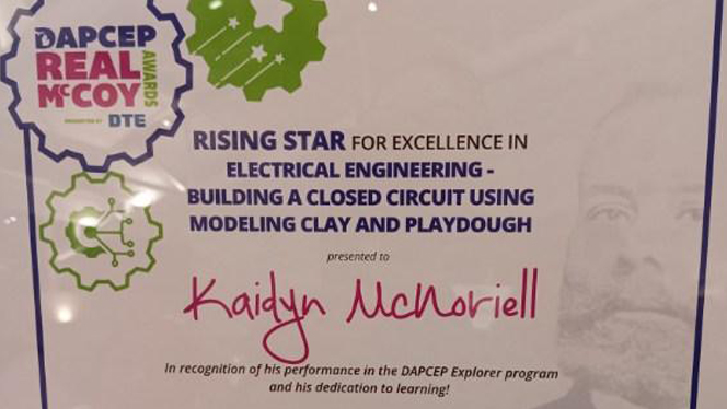 Kaidyn McNoriell's Rising Start Award.