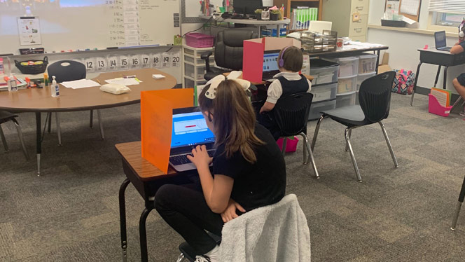 Paramount student on computer