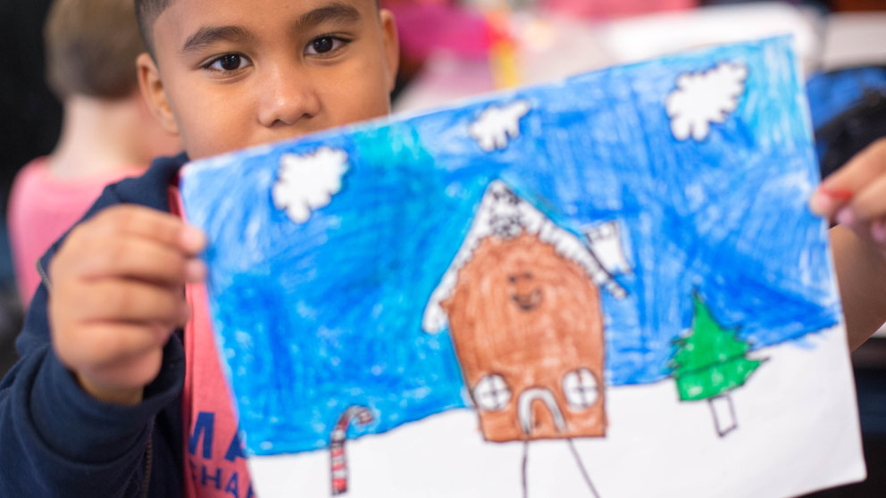 Student reading a book