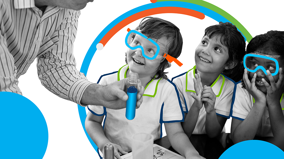 Kids in science gear