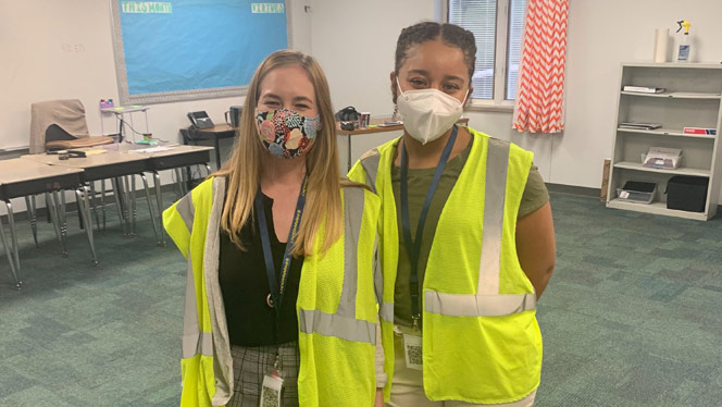 Paramount teachers wearing masks